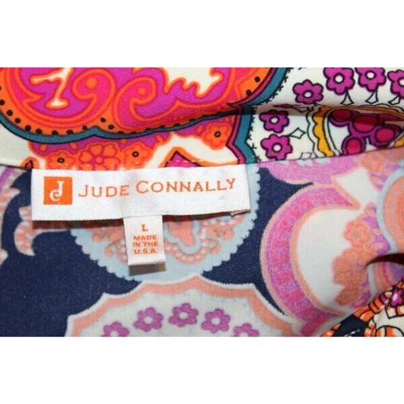 JUDE CONNALLY Sz L Large Michelle Paisley Print 3/4 Slv Tunic Dress Polo Collar - Picture 4 of 7